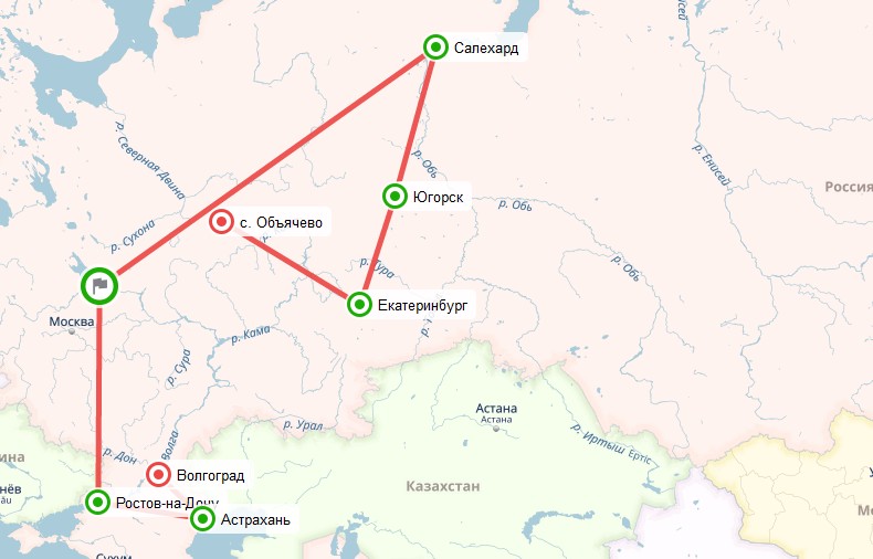 Карта эстафеты STEM шагает по стране - Екатеринбург
