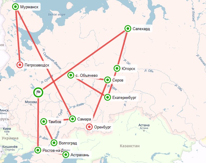 Карта эстафеты STEM шагает по стране - Мурманск