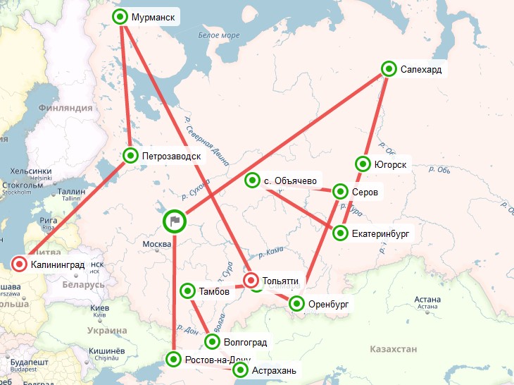 Карта эстафеты STEM шагает по стране - Петрозаводск