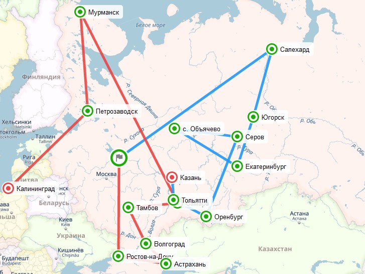 Карта эстафеты STEM шагает по стране - Тольятти