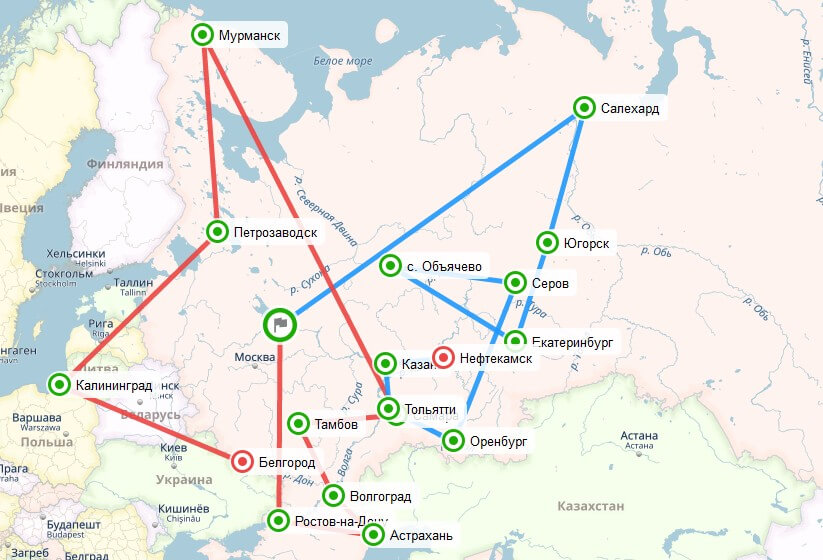 Карта эстафеты STEM шагает по стране - Калининград