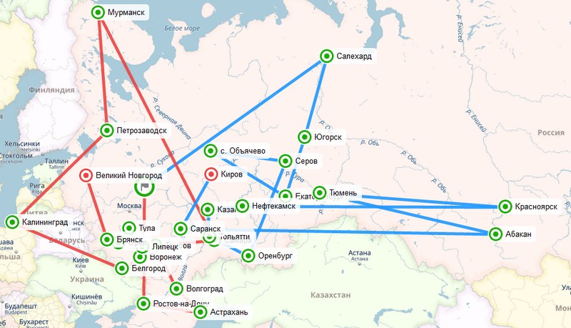 Карта эстафеты STEM шагает по стране - Саранск