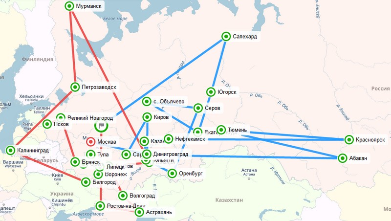 Карта эстафеты STEM шагает по стране - Димитровград