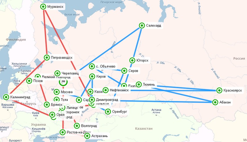 Карта эстафеты STEM шагает по стране - Москва