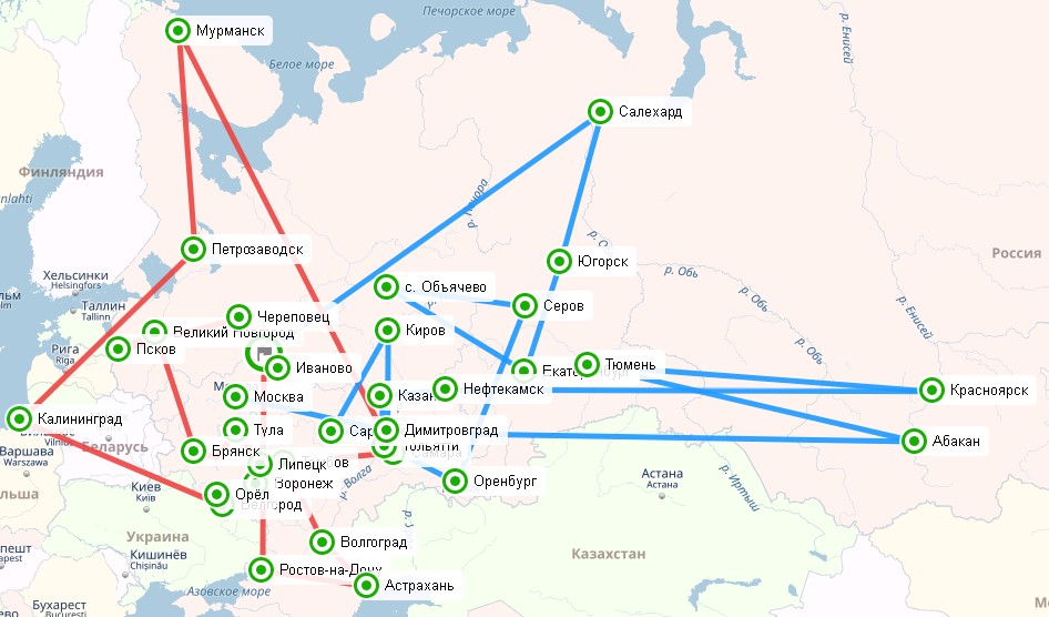 Карта эстафеты STEM шагает по стране - Иваново