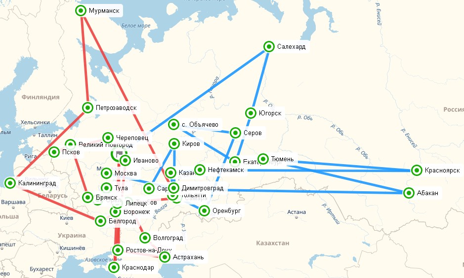 Карта эстафеты STEM шагает по стране - Краснодар